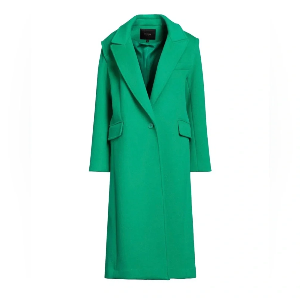 Maje Brand New Wool Coat, E.U Size : 42 or U.S size : XL . Beautiful green coat - Picture 1 of 10